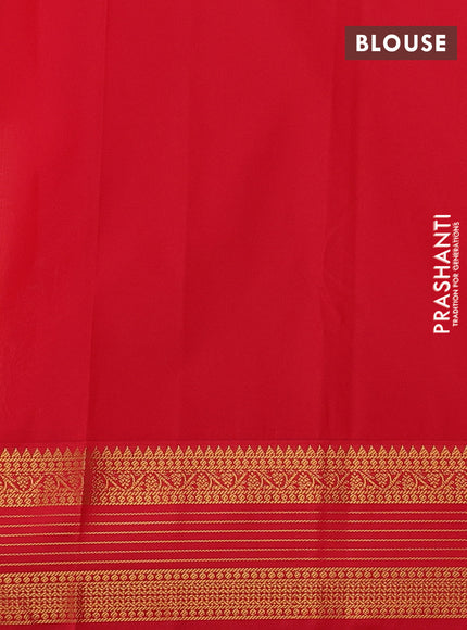 Cream & Red Semi Kanchipuram Silk - Korvai