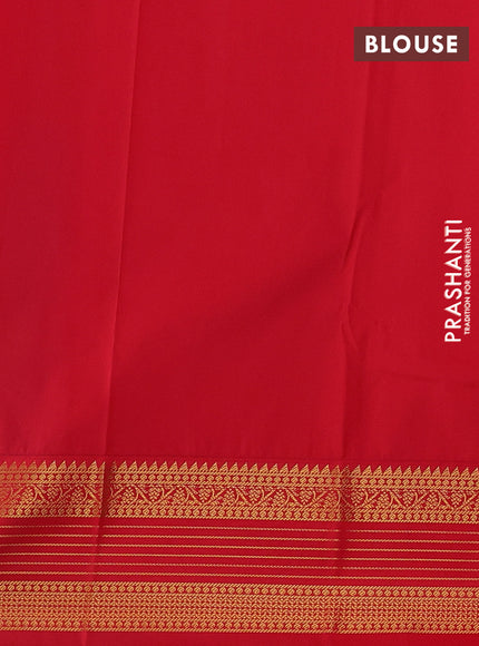 Blue & Red Semi Kanchipuram Silk - Korvai