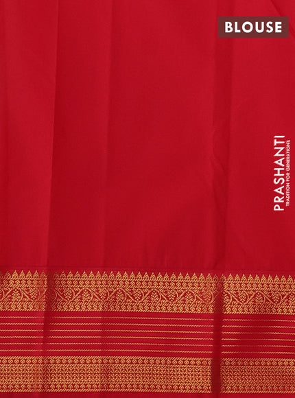 Teal Blue & Red Semi Kanchipuram Silk - Korvai