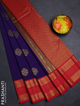 Violet & Red Semi Kanchipuram Silk - Korvai