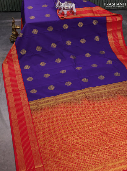 Violet & Red Semi Kanchipuram Silk - Korvai