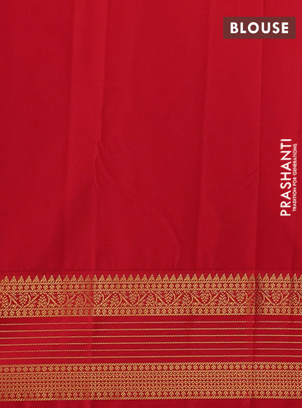 Violet & Red Semi Kanchipuram Silk - Korvai