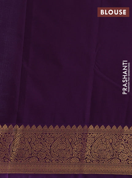Teal Blue & Purple Semi Kanchipuram Silk - Korvai