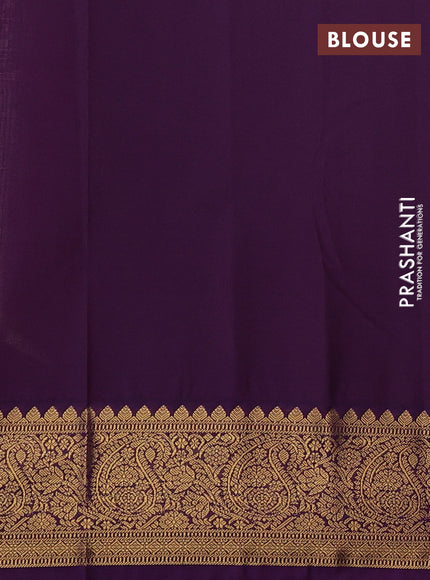 Cream & Purple Semi Kanchipuram Silk - Korvai