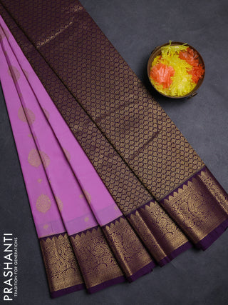 Lavender & Purple Semi Kanchipuram Silk - Korvai