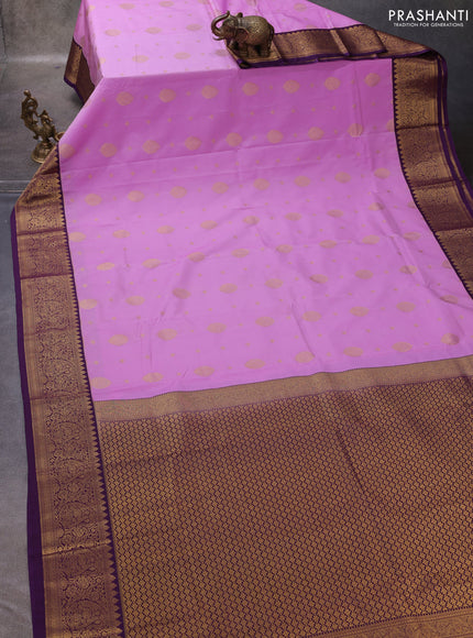 Lavender & Purple Semi Kanchipuram Silk - Korvai