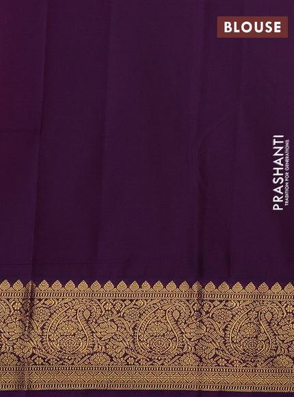 Orange & Purple Semi Kanchipuram Silk - Korvai