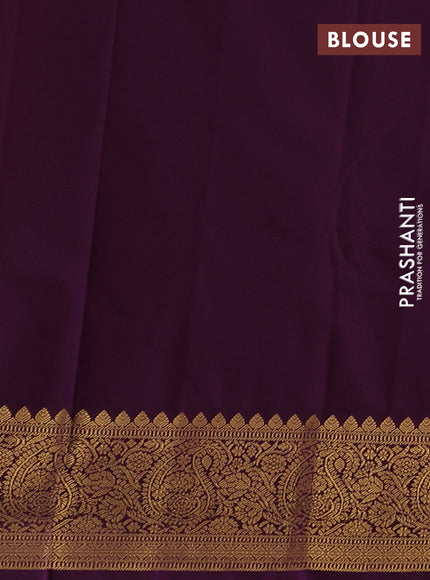 Green & Purple Semi Kanchipuram Silk - Korvai