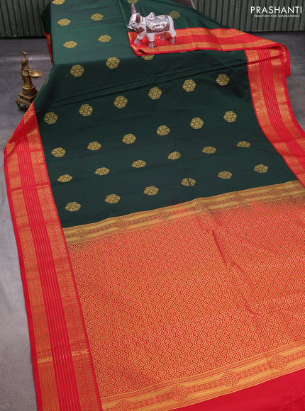 Green & Red Semi Kanchipuram Silk - Korvai