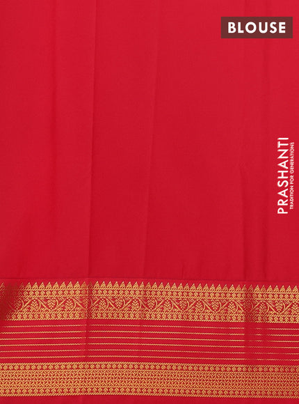 Green & Red Semi Kanchipuram Silk - Korvai