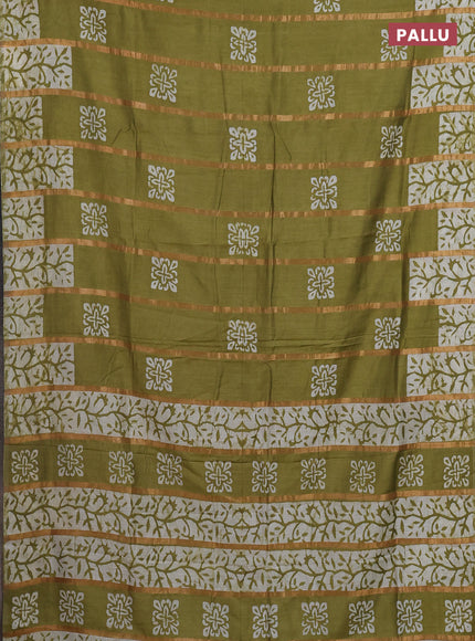 Mehendi Green Semi Chanderi Saree - Batik Prints