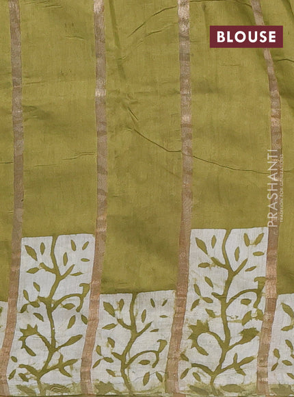 Mehendi Green Semi Chanderi Saree - Batik Prints