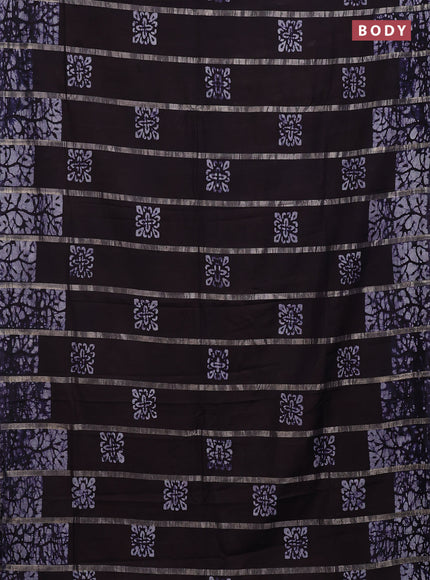 Navy Blue Semi Chanderi Saree - Batik Prints