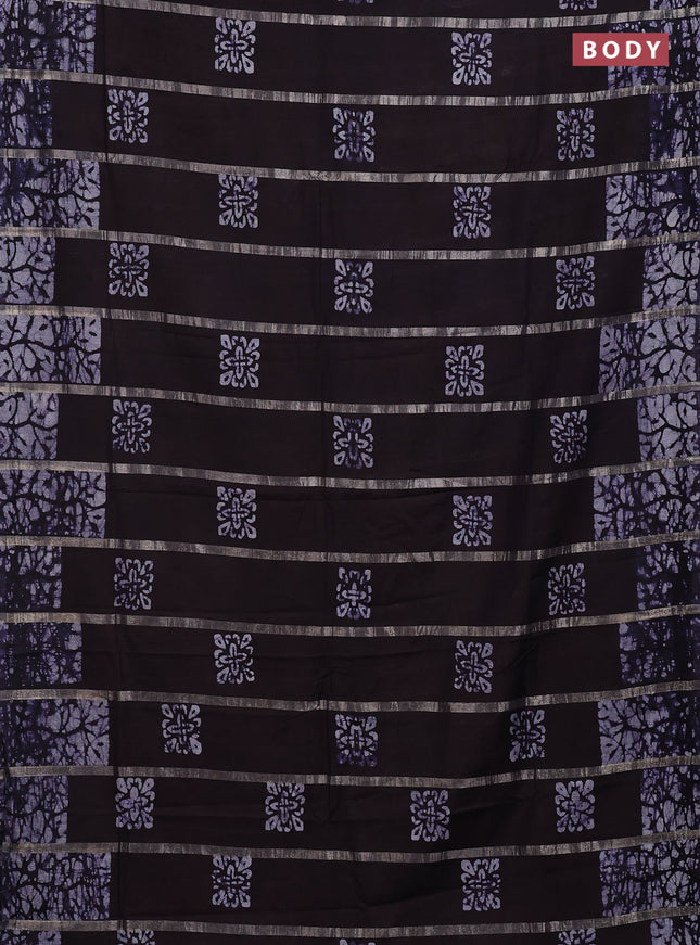 Navy Blue Semi Chanderi Saree - Batik Prints