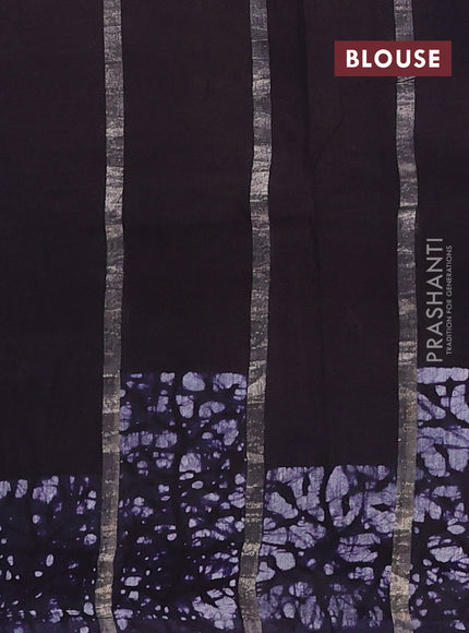 Navy Blue Semi Chanderi Saree - Batik Prints