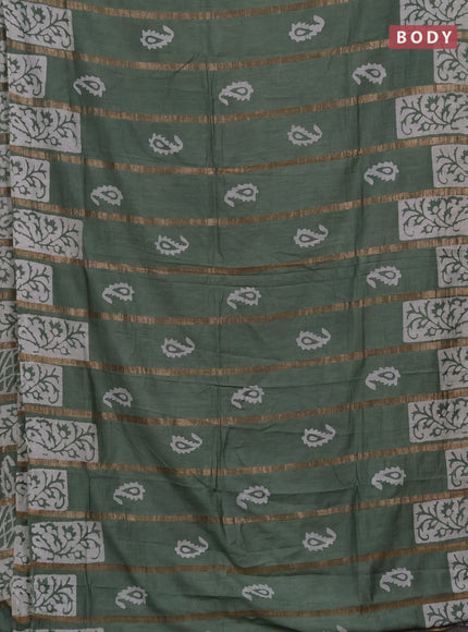 Pastel Green Semi Chanderi Saree - Batik Prints