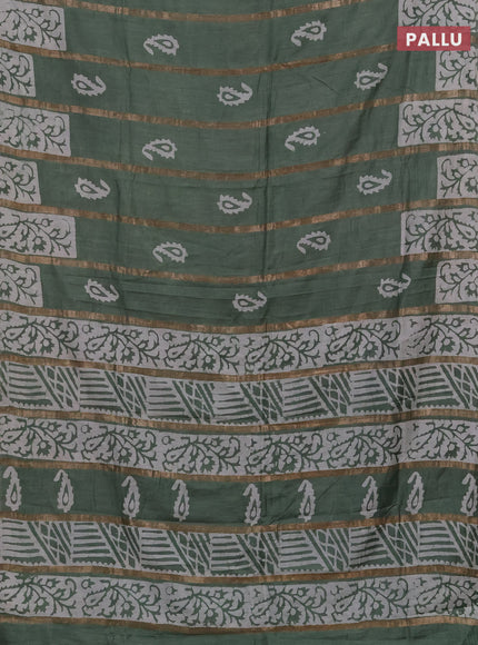 Pastel Green Semi Chanderi Saree - Batik Prints