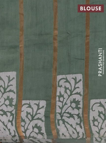 Pastel Green Semi Chanderi Saree - Batik Prints