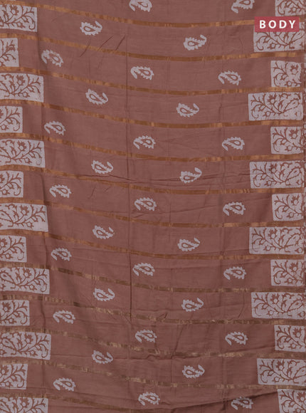 Beige Semi Chanderi Saree - Batik Prints