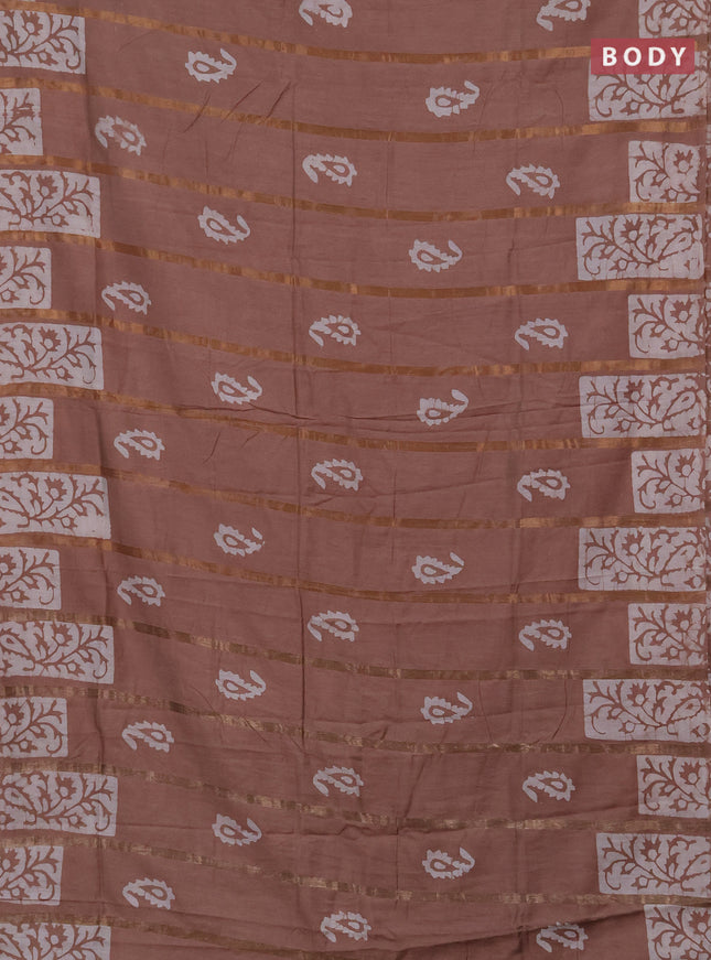 Beige Semi Chanderi Saree - Batik Prints