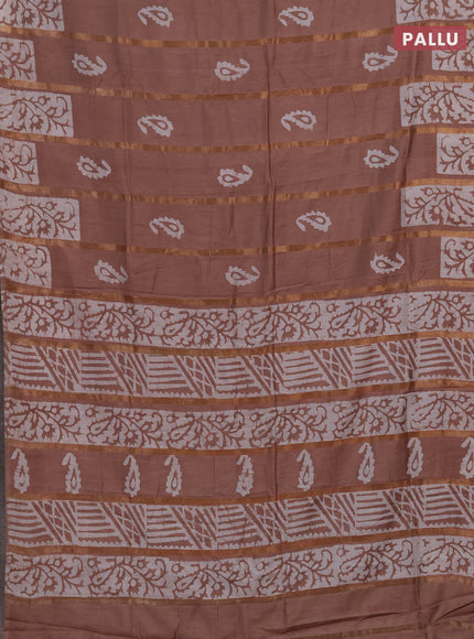 Beige Semi Chanderi Saree - Batik Prints