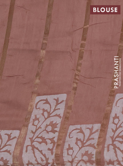 Beige Semi Chanderi Saree - Batik Prints
