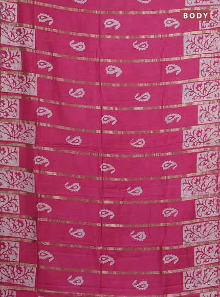 Pink Semi Chanderi Saree - Batik Prints