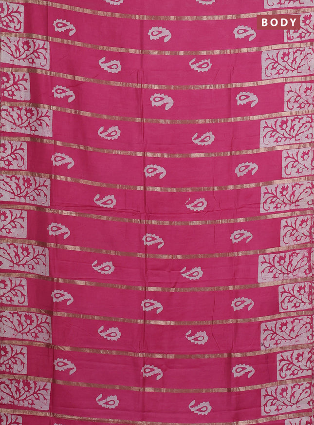 Pink Semi Chanderi Saree - Batik Prints