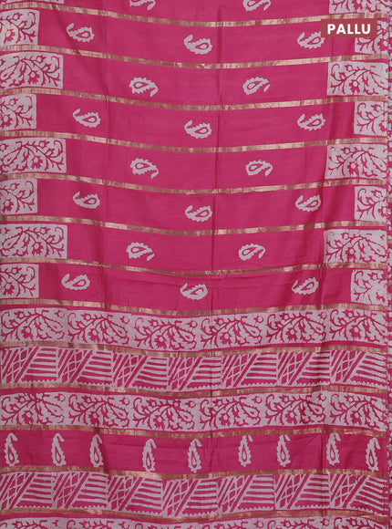 Pink Semi Chanderi Saree - Batik Prints