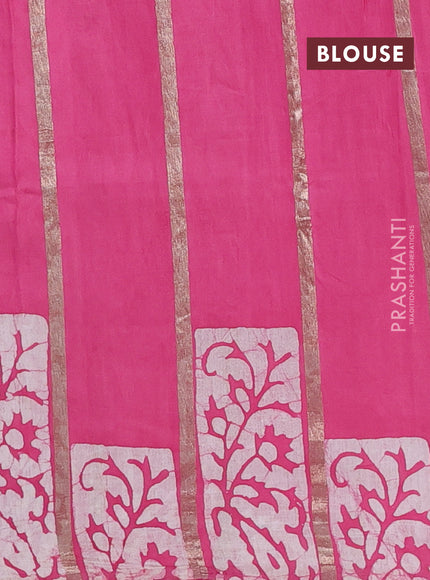 Pink Semi Chanderi Saree - Batik Prints