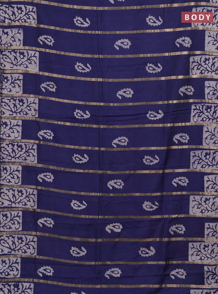 Blue Semi Chanderi Saree - Batik Prints