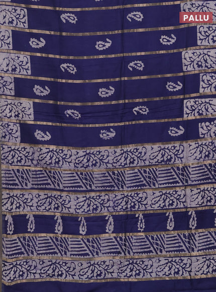 Blue Semi Chanderi Saree - Batik Prints