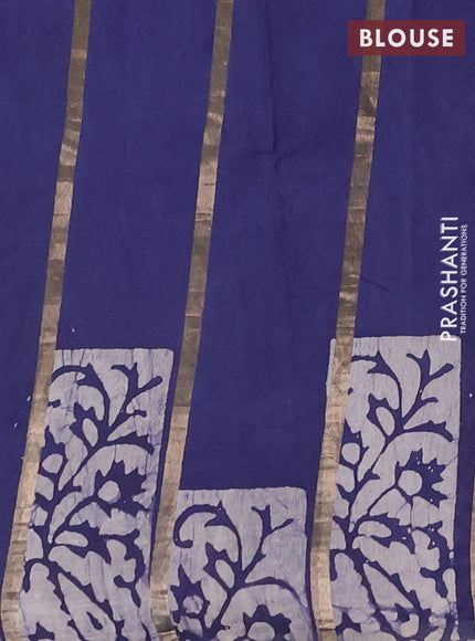 Blue Semi Chanderi Saree - Batik Prints
