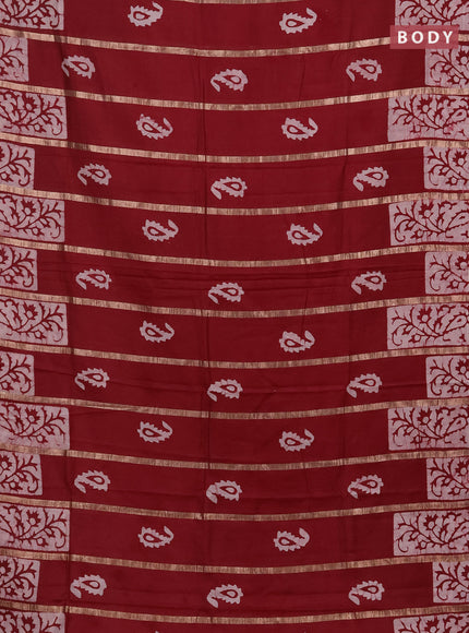 Maroon Semi Chanderi Saree - Batik Prints