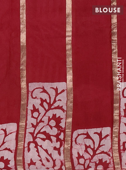 Maroon Semi Chanderi Saree - Batik Prints
