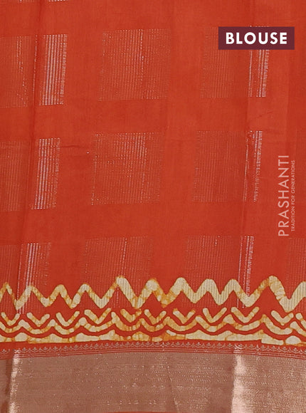 Rust Semi Chanderi Saree - Batik Prints