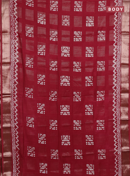 Maroon Semi Chanderi Saree - Batik Prints