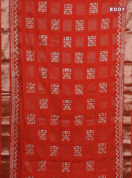 Orange Semi Chanderi Saree - Batik Prints