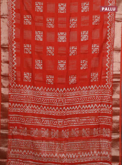 Orange Semi Chanderi Saree - Batik Prints