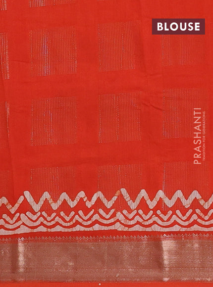 Orange Semi Chanderi Saree - Batik Prints