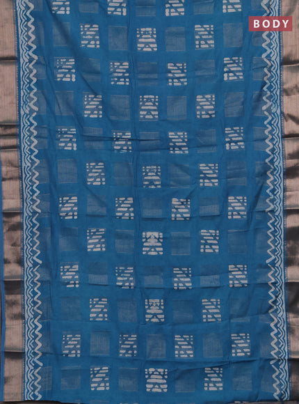 Blue Semi Chanderi Saree - Batik Prints