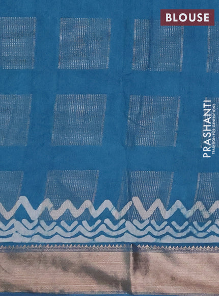 Blue Semi Chanderi Saree - Batik Prints