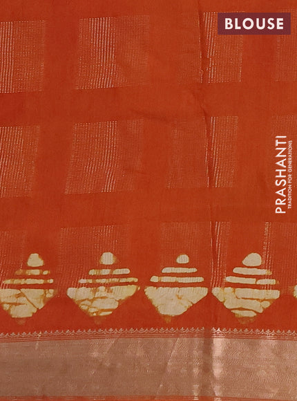 Rust Semi Chanderi Saree - Batik Prints