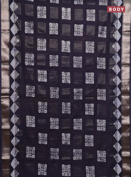 Navy Blue Semi Chanderi Saree - Batik Prints