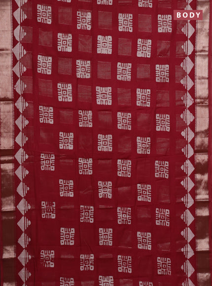 Maroon Semi Chanderi Saree - Batik Prints