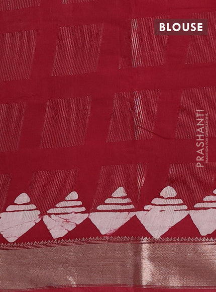 Maroon Semi Chanderi Saree - Batik Prints