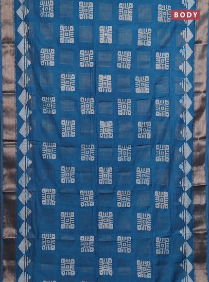 Blue Semi Chanderi Saree - Batik Prints