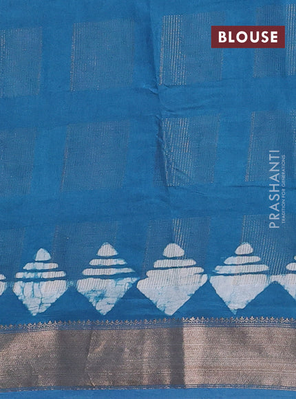 Blue Semi Chanderi Saree - Batik Prints