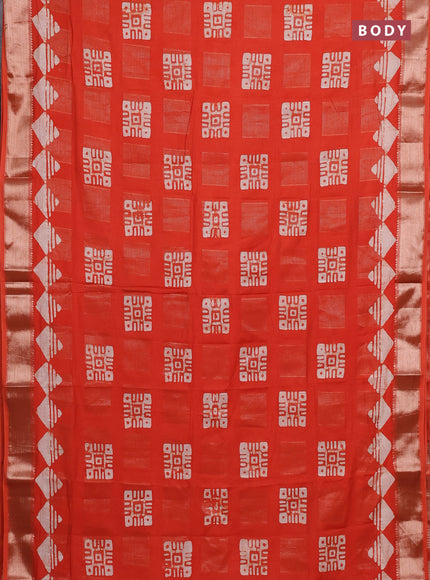Orange Semi Chanderi Saree - Batik Prints