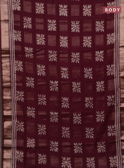 Wine Semi Chanderi Saree - Batik Prints